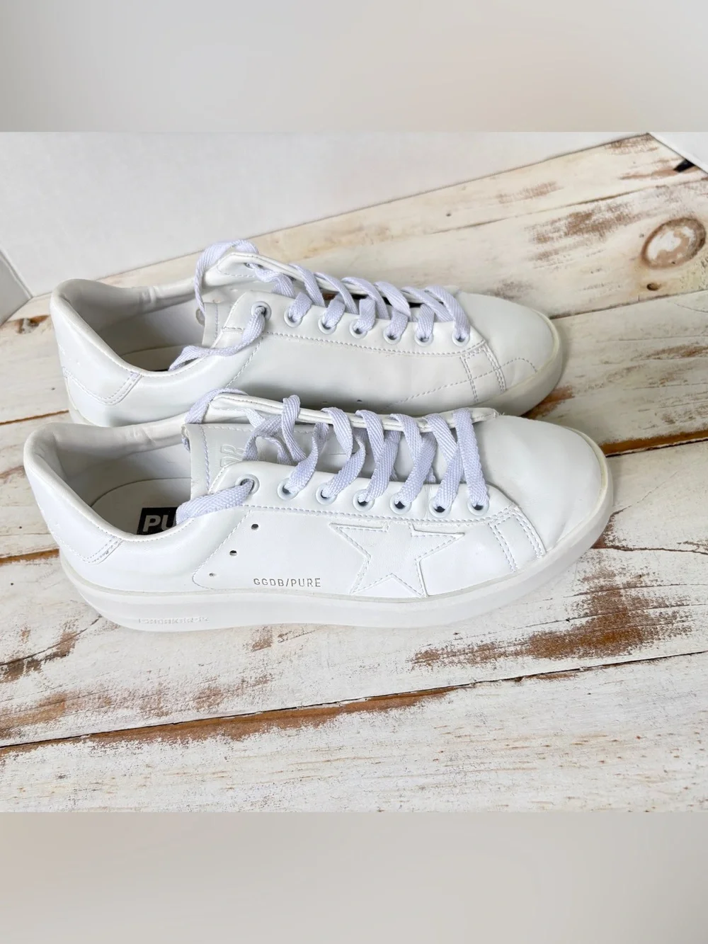 Golden Goose Pure-Star Bio-Based Sneakers white 38 vegan luxury minimalist EUC